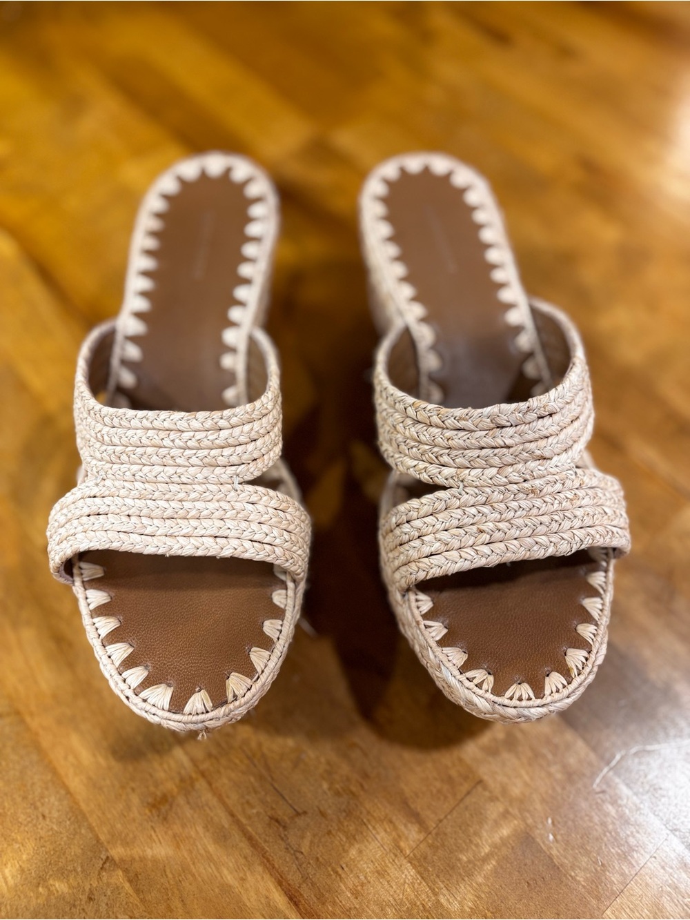 Carrie Forbes Bella Wedge Sandals Raffia Platform Slides Open Toe Size EU 39